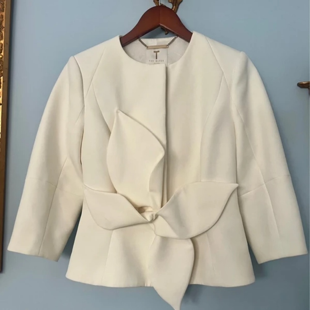 Ted Baker Ivory Sculptural Bow Blazer